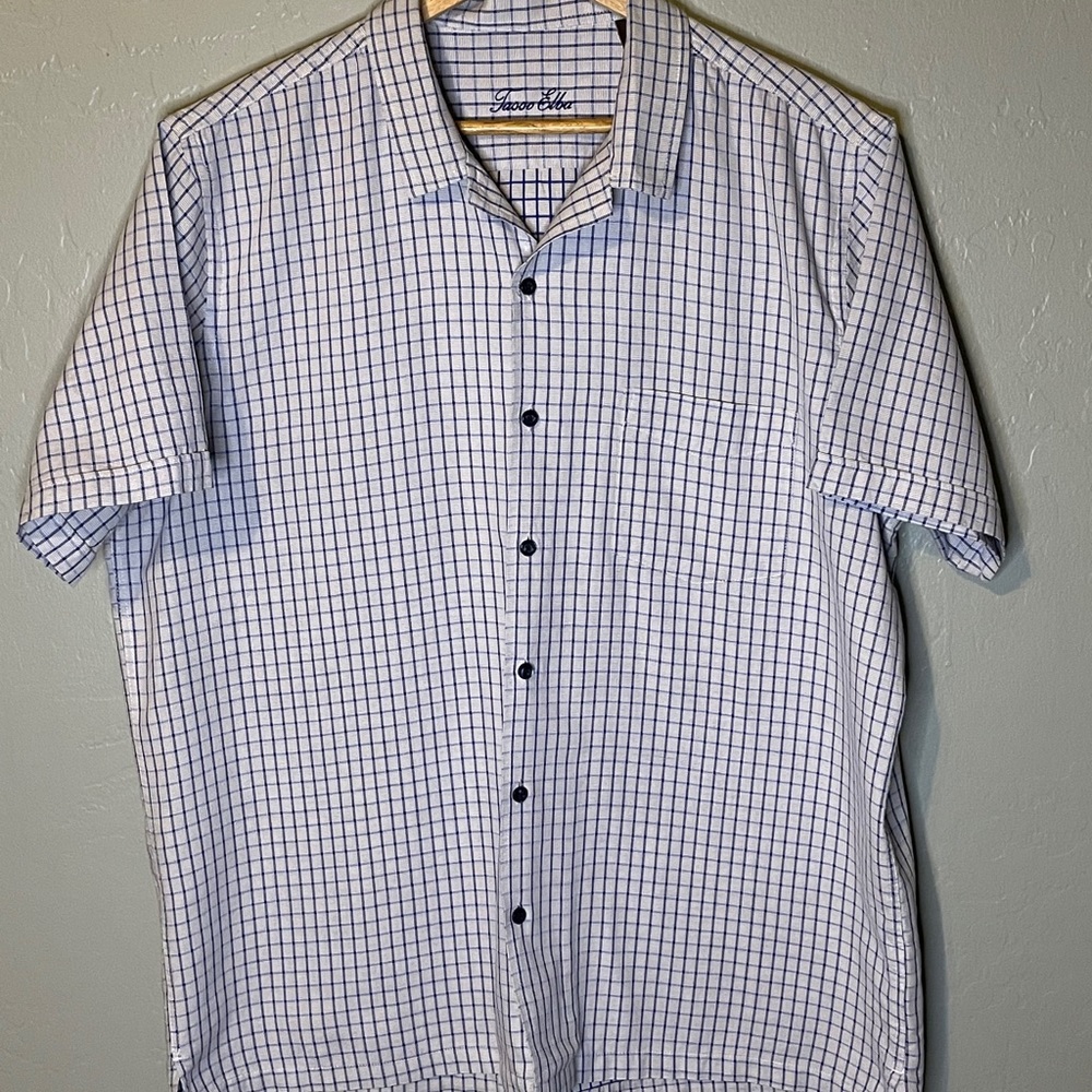 Tasso Elba Men’s XL short sleeve blue plaid